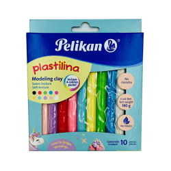 PLASTILINA PELIKAN C/10 BARRITAS DE COLORES