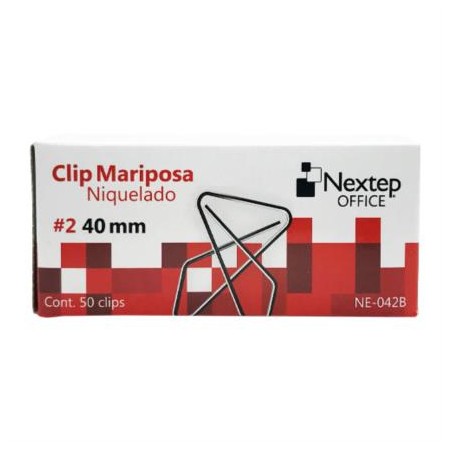 CLIP MARIPOSA NEXTEP NIQUELADO NUM-2 40MM C/50 PZS