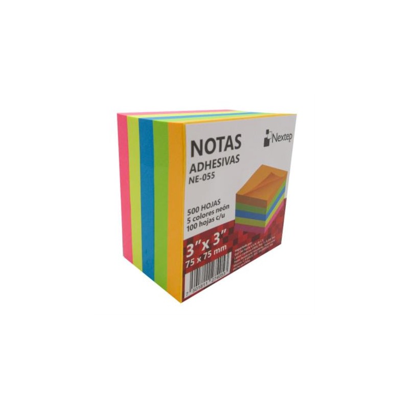 NOTAS ADHESIVAS NEXTEP 3X3 NEÓN 5 BLOQUES